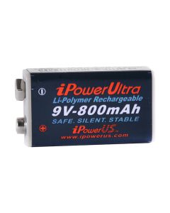 iPowerUS 9V 800 mAh uppladdningsbart Li-Polymer-batteri (1 st.)