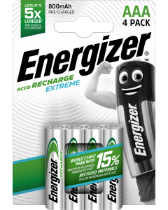 Energizer Recharge Extreme AAA / NH12  800mAh Batterier (4 Stk. Förpackning)