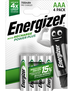Energizer Recharge Power Plus AAA 700mAh-batterier (Förpackning med 4 st)