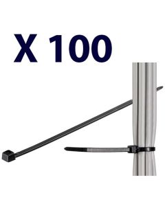 Kabel tie, vädertålig nylon, svart - 150 mm, 3.6 mm (100 st.)