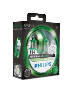 PHILIPS Billampa H4 COLORVISION, GRÖN - 2-pack