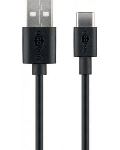 USB-C lade- og datakabel, sort, 2m