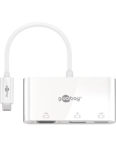 Goobay USB -C multiportadapter VGA+DP+HDMI - Utökar USB C -enhet till en HDMI - en displayport och en VGA -port. - 0,14 m
