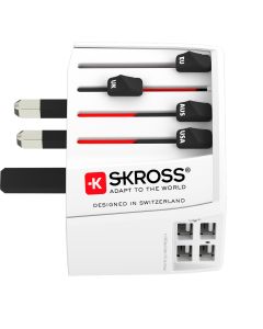 Skross resekontakt ”Hela världen” till USB (4x USB-A)