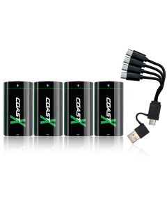 Coast CR123 3V USB-C uppladdningsbart batteri 1100mAh / 2700mWh (4 st.)