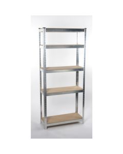 Stålhyllor med 5 hyllplan – max 150 kg. 