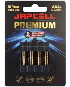 Japcell Premium AAA alkaliska batterier - 4 st Blister