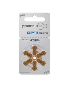 PowerOne P312 PR41 Wireless-godkända hörapparatbatterier – 6 st.