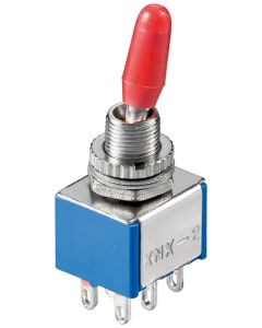Miniature toggle switch - 2xON-ON, med lödningspins