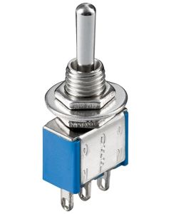 Miniature toggle switch - ON-OFF-ON, med lödningspins