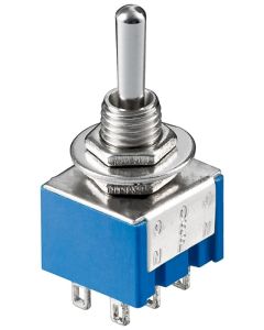 Miniature toggle switch - ON-OFF-ON, med lödningspins