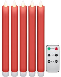 Goobay LED Crown Waxljus, röd, inkl. Fjärrkontroll, 5 st, flyttbar låga