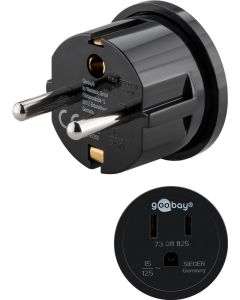 Rejsestik US/Japansk hanstik (Type B, NEMA 5-15, 3-pin) > Schuko med jord (Type F, CEE 7/4)