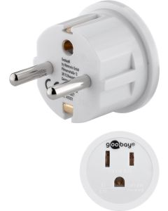 Rejsestik US/Japansk hanstik (Type B, NEMA 5-15, 3-pin) > Schuko med jord (Type F, CEE 7/4)