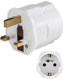 Power Adapter Schuko med jord (Type F, CEE 7/4) > UK 3-pin hanstik (Type G, BS 1363)