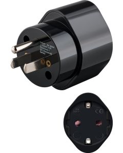 Rejsestik Schuko med jord (Type F, CEE 7/4) > US/Japansk hanstik (Type B, NEMA 5-15, 3-pin)