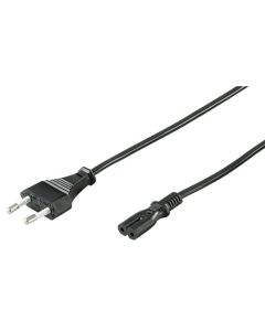 Anslutningskabel, 1,5 m, svart Euro-hane