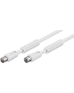 Antennkabel, ferrit, vit, 7,5 m