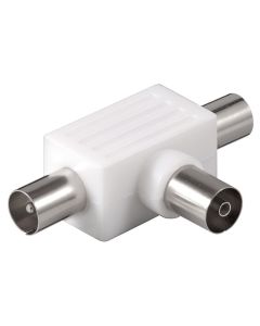Koax T-Adapter: 2x koxial hane - koxial hona - plast - 1 stk.