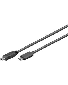 USB 2,0 HighSpeed-kabel, svart, 0,5 m,