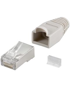 CAT 5e RJ45-kontakt skärmad med böjskydd, grå - 1 pcs.