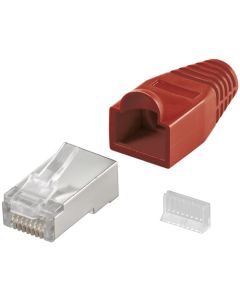 CAT 5e RJ45-kontakt skärmad med böjskydd, röd - 1 pcs.