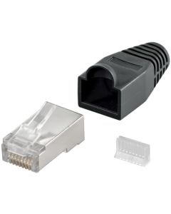 CAT 5e RJ45-kontakt skärmad med böjskydd, svart - 1 pcs.