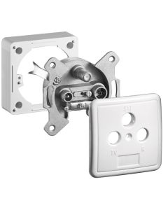 3-vägs Antenne-vägg-uttagset, 1 dB, DC-pass, vit