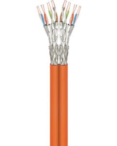 CAT 7A Duplex nätverkskabel, S/FTP (PiMF), orange, 100 m kabelrulle