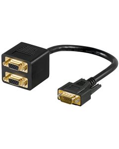 VGA-hane (15-pin) > 2x VGA-hona (15-pin), VGA-hane (15-pin), svart,