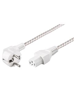 Strömkabel, 2 m, vit/silver