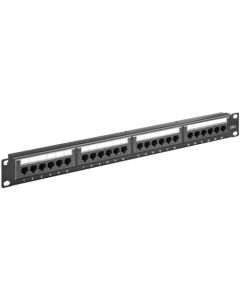 CAT 6 19-tums Patch Panel, 24 Port, svart, pappersbox med label