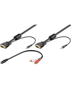 Full HD SVGA Monitorkabel +3,5 mm Audio, svart, 3 m,