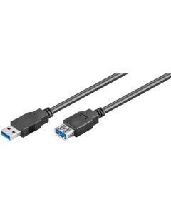 USB 3,0 SuperSpeed förlängningssladd, svart, 3 m,