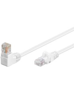 CAT 5e patchkabel 1x 90°-vinklad, U/UTP, vit, 0,5 m