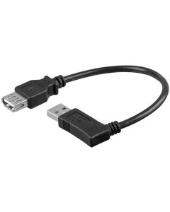 USB 2,0 Hi-Speed förlängningssladd 90°, svart, 0,15 m