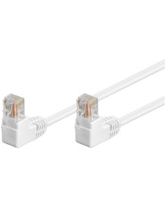 CAT 5e patchkabel 2x 90°-vinklad, U/UTP, vit, 1 m