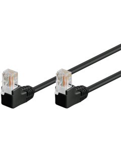 CAT 5e patchkabel 2x 90°-vinklad, U/UTP, svart, 3 m