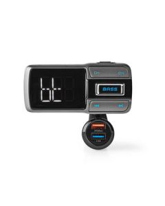 NEDIS, FM-sändare för bil  Bluetooth®  Bass Boost  MicroSD-kortplats  Handsfree-samtal  Röststyrning  3.0 A/2.4 A