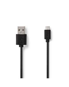 NEDIS, USB-kabel USB-A Hane USB Micro-B Hane Nickelplaterad 5.00 m Rund PVC Svart Plastpåse