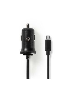 Nedis, Billaddare, 2.4 A, Fast kabel, Micro USB, Svart