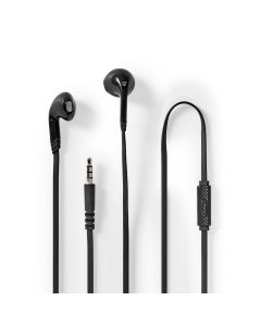 NEDIS, Trådanslutna hörlurar   1.2 m rund kabel   In-Ear   Inbyggd mikrofon   Svarta