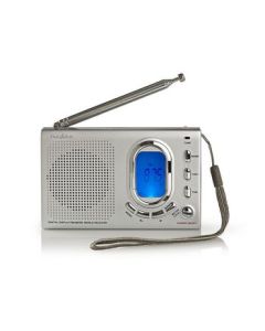 Nedis, FM-radio, 1.5W, Världsmottagare, Larmfunktion, Grå