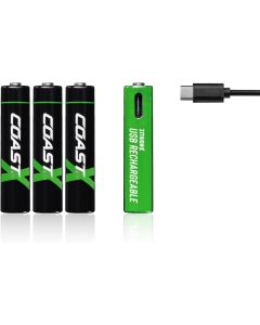 Coast AAA USB-C uppladdningsbara batterier 1,5V 750 mAh (4 st) inkl. laddningskabel