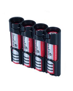 Powerpax batterihållare till 4 st. 18650 batterier - Svart