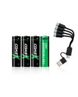 Coast AA USB-C uppladdningsbara batterier 1,5V 2400 mAh  (4 st) inkl. laddningskabel